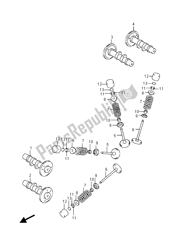 Todas as partes de árvore De Cames E Válvula do Suzuki DL 650A V Strom 2015