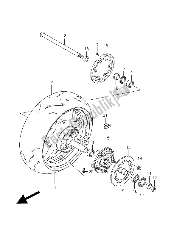 Todas las partes para Rueda Trasera (gsx1300bk-uf) de Suzuki GSX 1300 BKA B King 2010