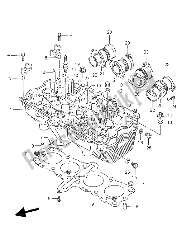 Alle onderdelen voor de Cilinderkop van de Suzuki GSX 750 2000