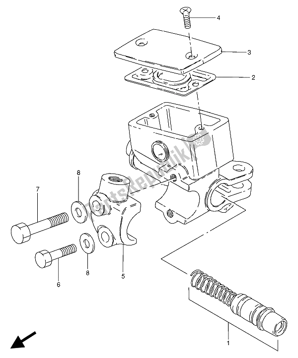 All parts for the Master Cylinder of the Suzuki GN 250 1989