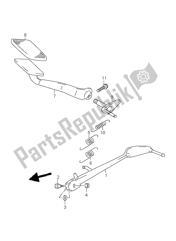 All parts for the Stand of the Suzuki VL 1500 Intruder LC 2002