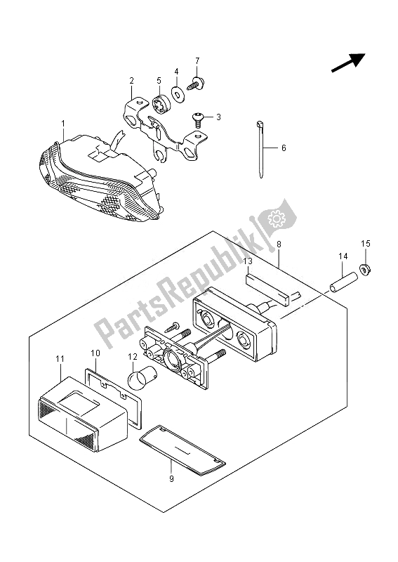 Tutte le parti per il Luce Posteriore (gsx-r600u) del Suzuki GSX R 600 2014