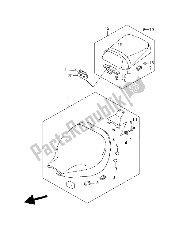 All parts for the Seat of the Suzuki C 800 VL 2009