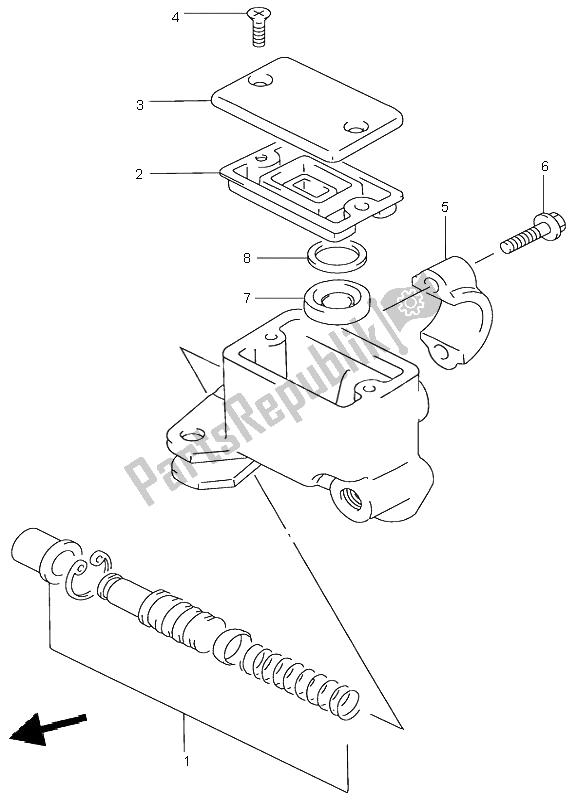 All parts for the Front Master Cylinder of the Suzuki LT A 500F Quadmaster 2001