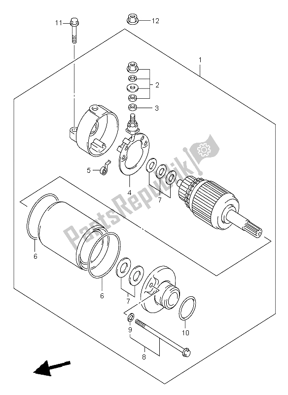 All parts for the Starting Motor (dr-z400e) of the Suzuki DR Z 400E 2001