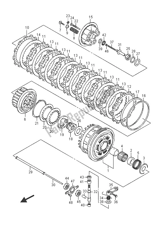 All parts for the Clutch of the Suzuki GSX R 750 2016