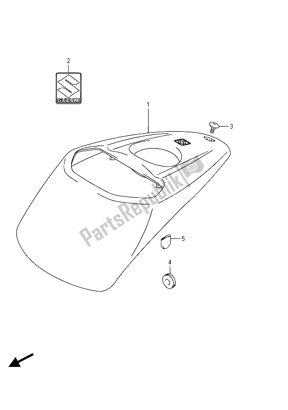 Tutte le parti per il Coperchio Anteriore Serbatoio Carburante (vzr1800 E02) del Suzuki VZR 1800 BZ M Intruder 2015