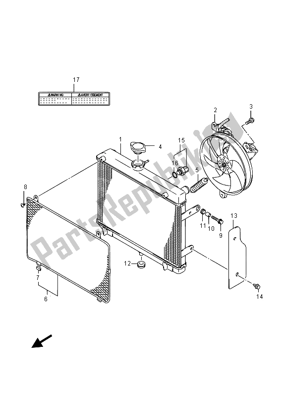 All parts for the Radiator of the Suzuki LT A 750 XVZ Kingquad AXI 4X4 2015