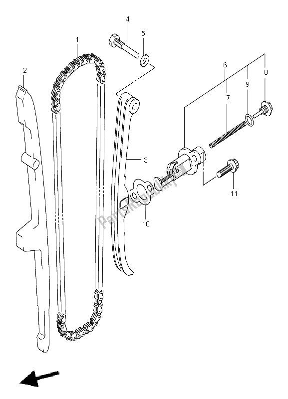 All parts for the Cam Chain of the Suzuki LT A 400F Eiger 4X4 2004