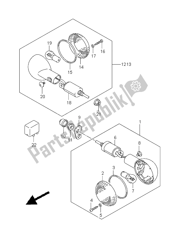 All parts for the Turn Signal Lamp of the Suzuki RV 125 Vanvan 2008