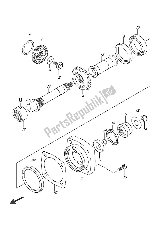 All parts for the Secondary Drive Gear of the Suzuki VL 1500 BT Intruder 2016