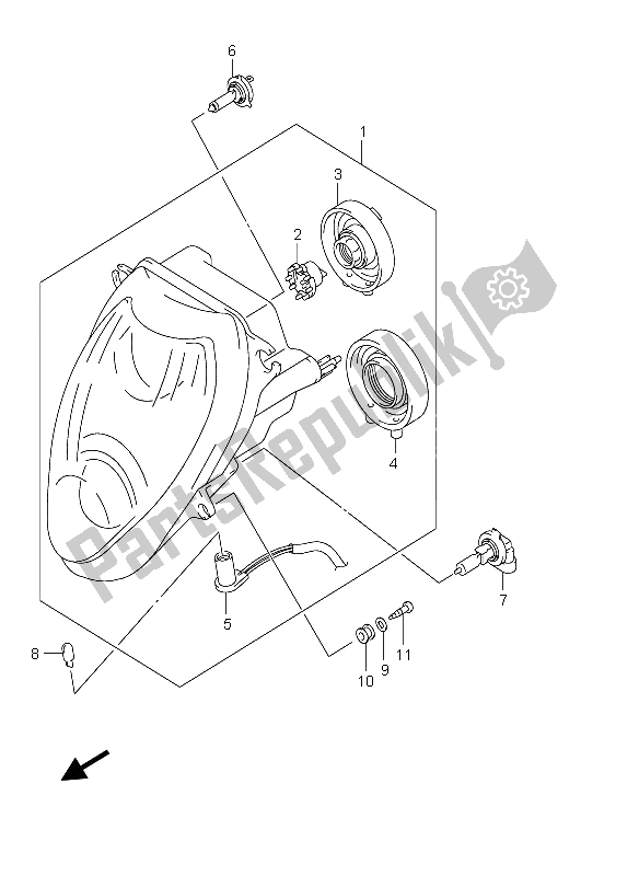 Todas las partes para Linterna Frontal (e2) de Suzuki GSX 1300R Hayabusa 2004