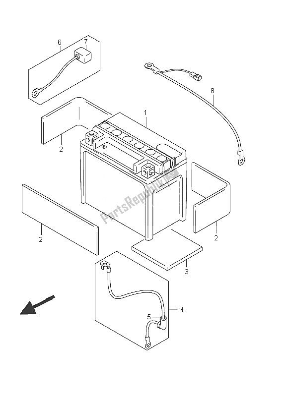 All parts for the Battery of the Suzuki C 800 VL Intruder 2011