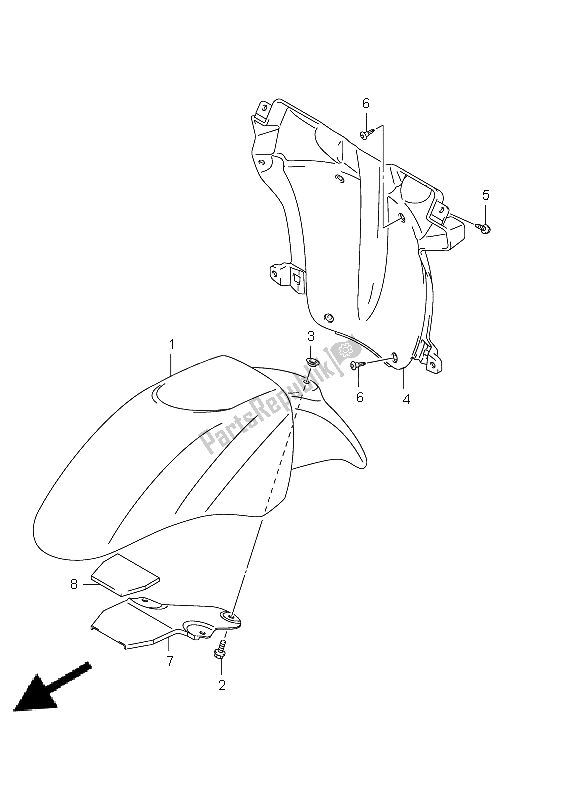 All parts for the Front Fender of the Suzuki UX 125 Sixteen 2011