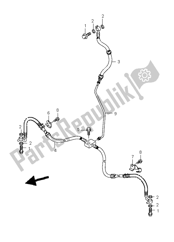 All parts for the Front Brake Hose of the Suzuki LT A 700X Kingquad 4X4 2006