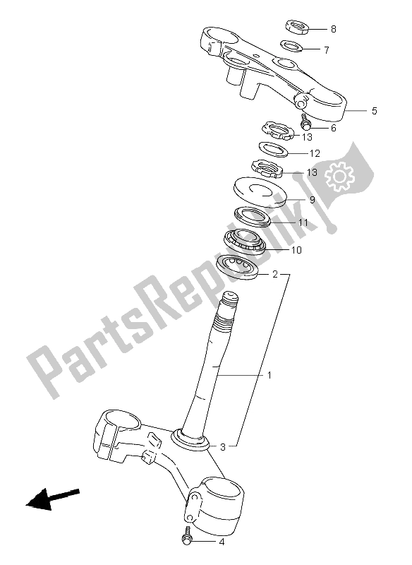 All parts for the Steering Stem of the Suzuki TL 1000R 1998