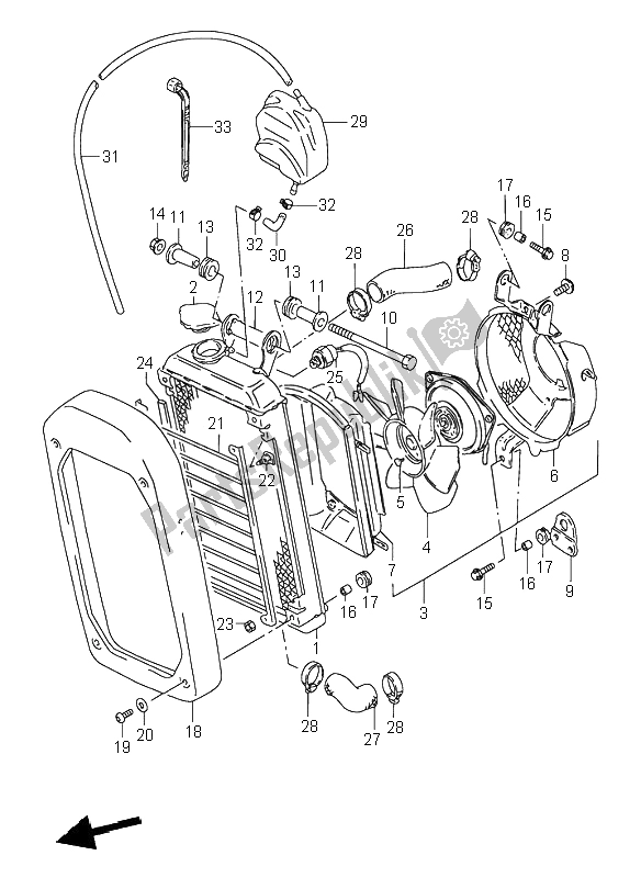 All parts for the Radiator of the Suzuki VS 600 Intruder 1996