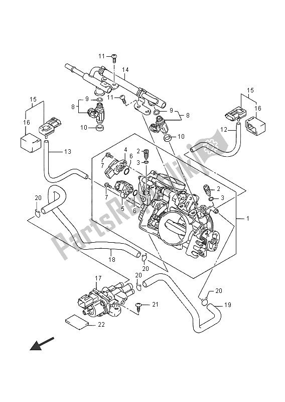 All parts for the Throttle Body of the Suzuki VZR 1800 BZ M Intruder 2016