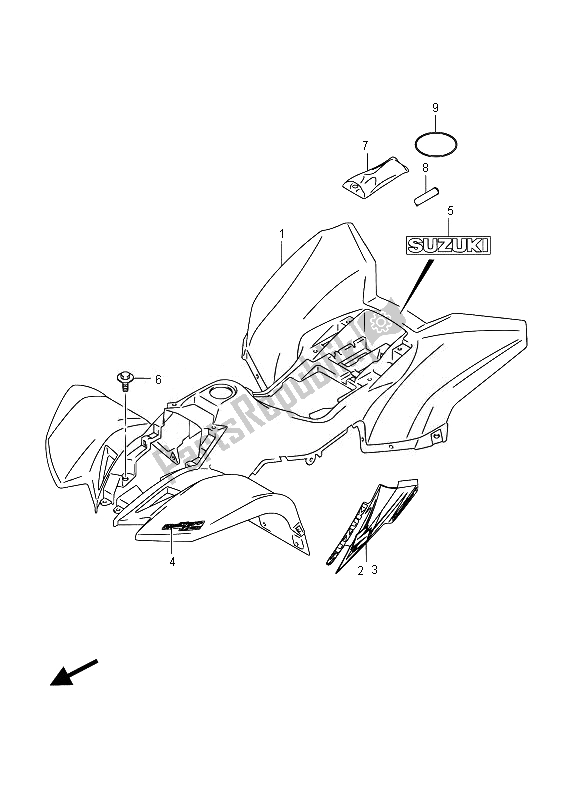 All parts for the Frame Center Cover of the Suzuki LT Z 50 2014