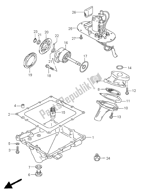 Toutes les pièces pour le Carter D'huile Et Pompe à Huile Et Pompe à Carburant du Suzuki GSX R 750 1997