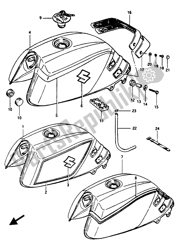 Tutte le parti per il Serbatoio Di Carburante del Suzuki GSX 1100 1150 Eesef 1985