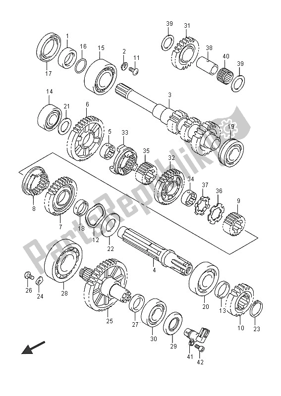 All parts for the Transmission (2) of the Suzuki LT A 750 XZ Kingquad AXI 4X4 2016