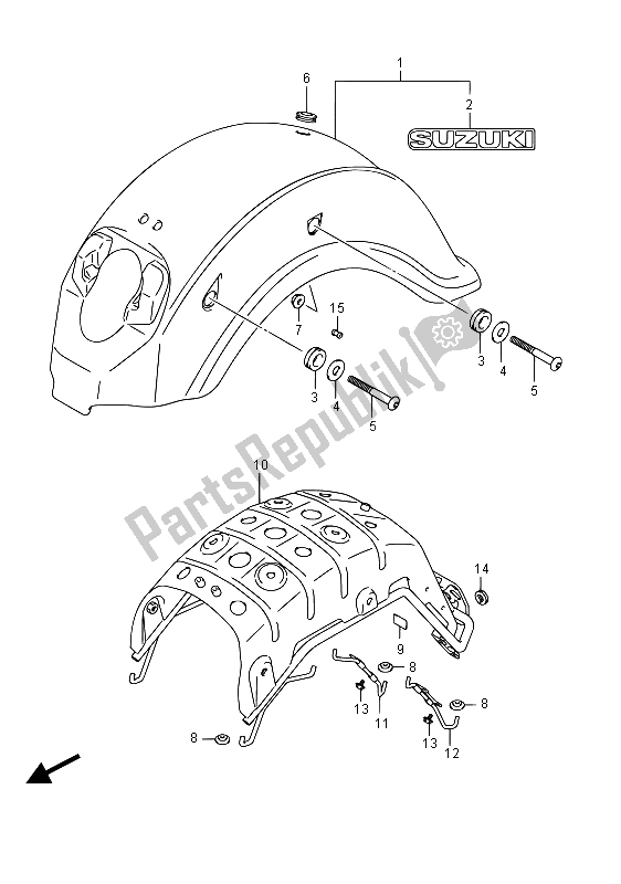 Tutte le parti per il Parafango Posteriore (e19) del Suzuki VL 800 Intruder 2015