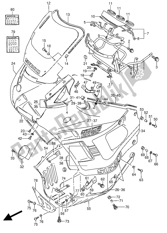 Toutes les pièces pour le Capot du Suzuki GSX 600 FUU2 1990