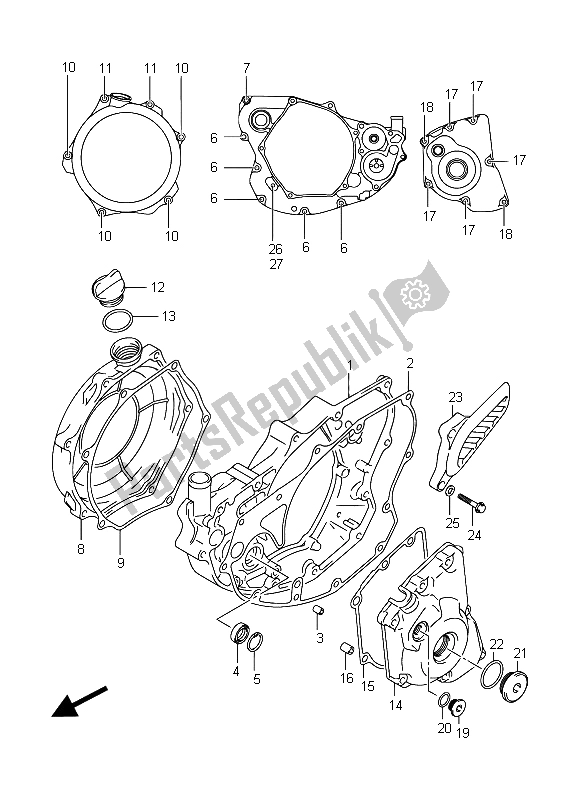 All parts for the Crankcase Cover of the Suzuki RM Z 250 2015