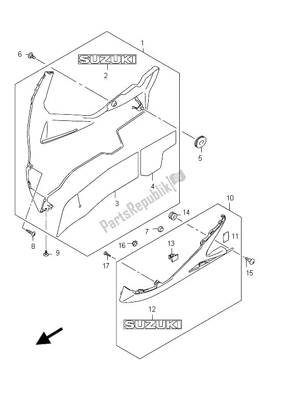 All parts for the Under Cowling (gsx-r750 E21) of the Suzuki GSX R 750 2012