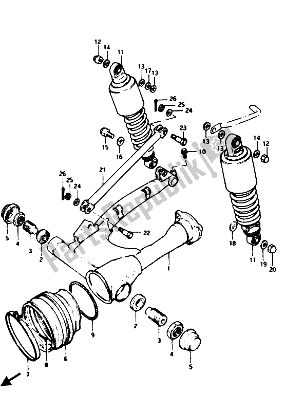 Todas las partes para Brazo Oscilante Trasero de Suzuki GS 1100G 1985