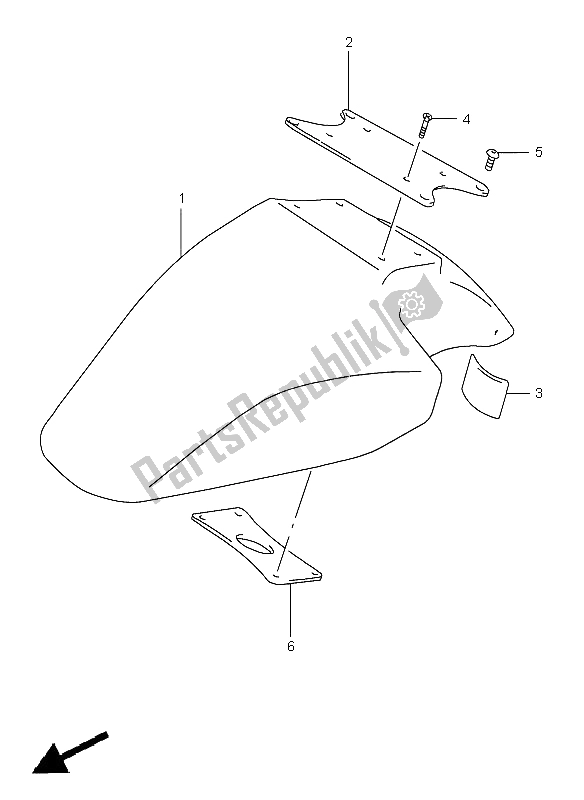 All parts for the Front Fender (gsf1200s-sa) of the Suzuki GSF 1200 Nssa Bandit 1998