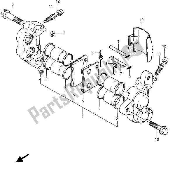 All parts for the Front Calipers of the Suzuki RG 250 Cffc Gamma 1987