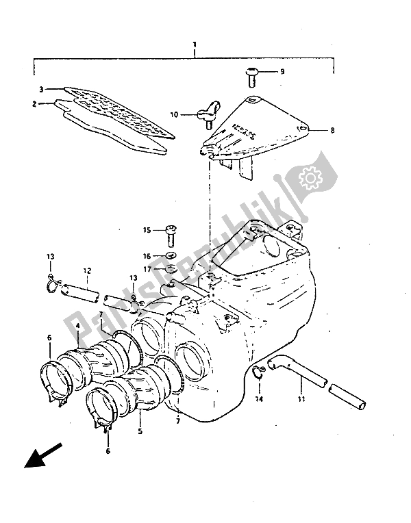 Todas as partes de Filtro De Ar do Suzuki GS 450S 1985