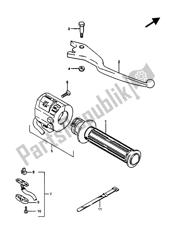 Toutes les pièces pour le Interrupteur Poignée Droite du Suzuki GV 1400 Gdgc 1987