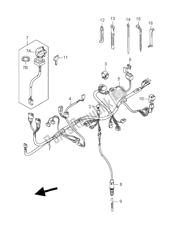 All parts for the Wiring Harness of the Suzuki LT Z 250 Quadsport 2008