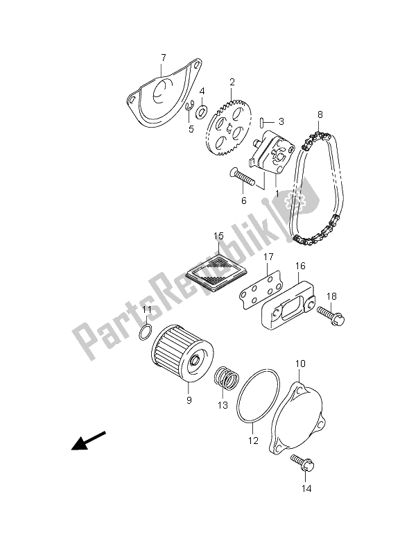 All parts for the Oil Pump of the Suzuki LT Z 90 4T Quadsport 2008