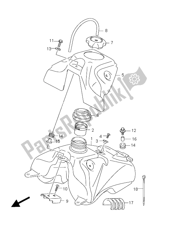 All parts for the Fuel Tank of the Suzuki DR Z 125 SW LW 2012