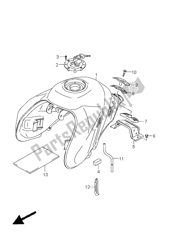 All parts for the Fuel Tank (dl650a E24) of the Suzuki DL 650A V Strom 2011