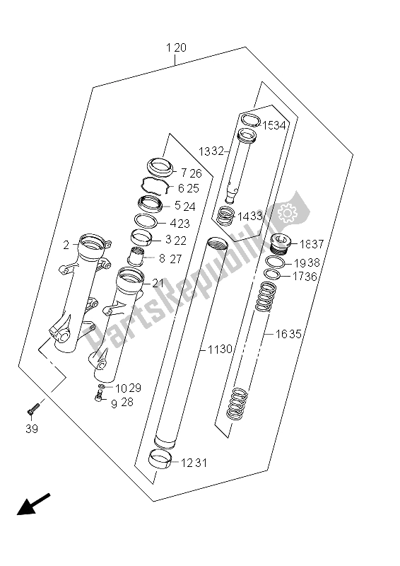 Todas as partes de Amortecedor Do Garfo Dianteiro 9an400a E19) do Suzuki Burgman AN 400 AZA 2012