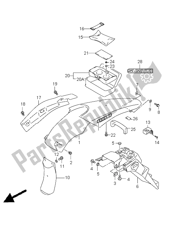 Todas las partes para Guardabarros Trasero de Suzuki DR Z 400S 2008