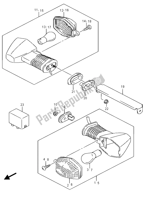 All parts for the Turnsignal Lamp of the Suzuki SV 650S 2015