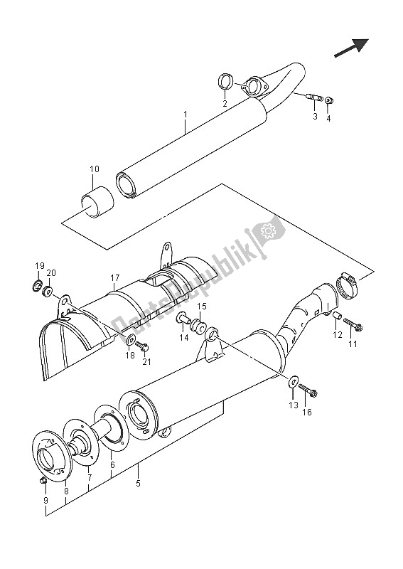 All parts for the Muffler of the Suzuki LT A 500 XP Kingquad AXI 4X4 2016