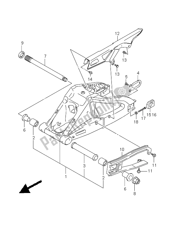 Todas las partes para Brazo Oscilante Trasero de Suzuki GSX R 600 2008