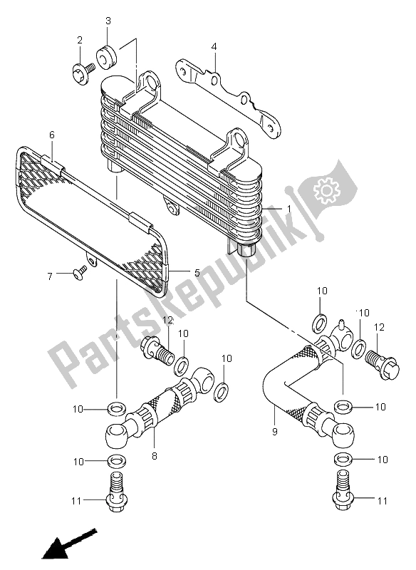 All parts for the Oil Cooler of the Suzuki DL 1000 V Strom 2005