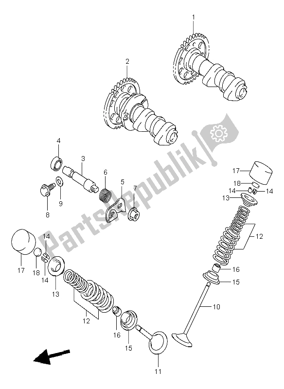 Alle onderdelen voor de Nokkenas En Klep van de Suzuki DR Z 400E 2001