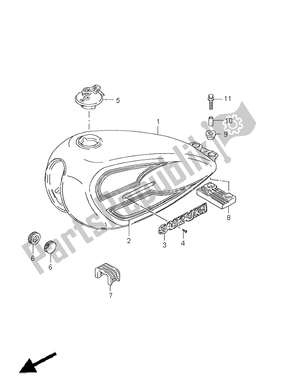 Alle onderdelen voor de Benzinetank van de Suzuki GN 125E 2001