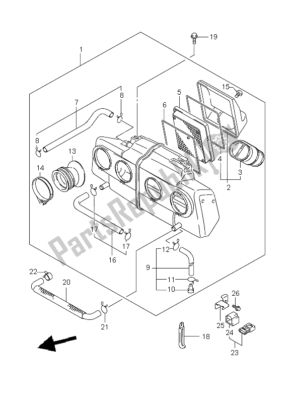 All parts for the Air Cleaner of the Suzuki GSF 1250 Nsnasa Bandit 2008