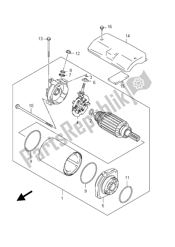 All parts for the Starting Motor of the Suzuki VZ 800 Intruder 2012