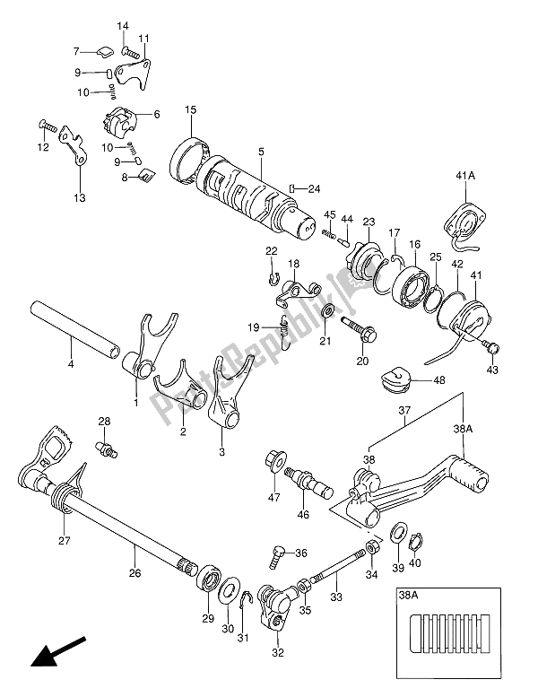 Todas las partes para Cambio De Marchas de Suzuki GSX 600 FUU2 1993